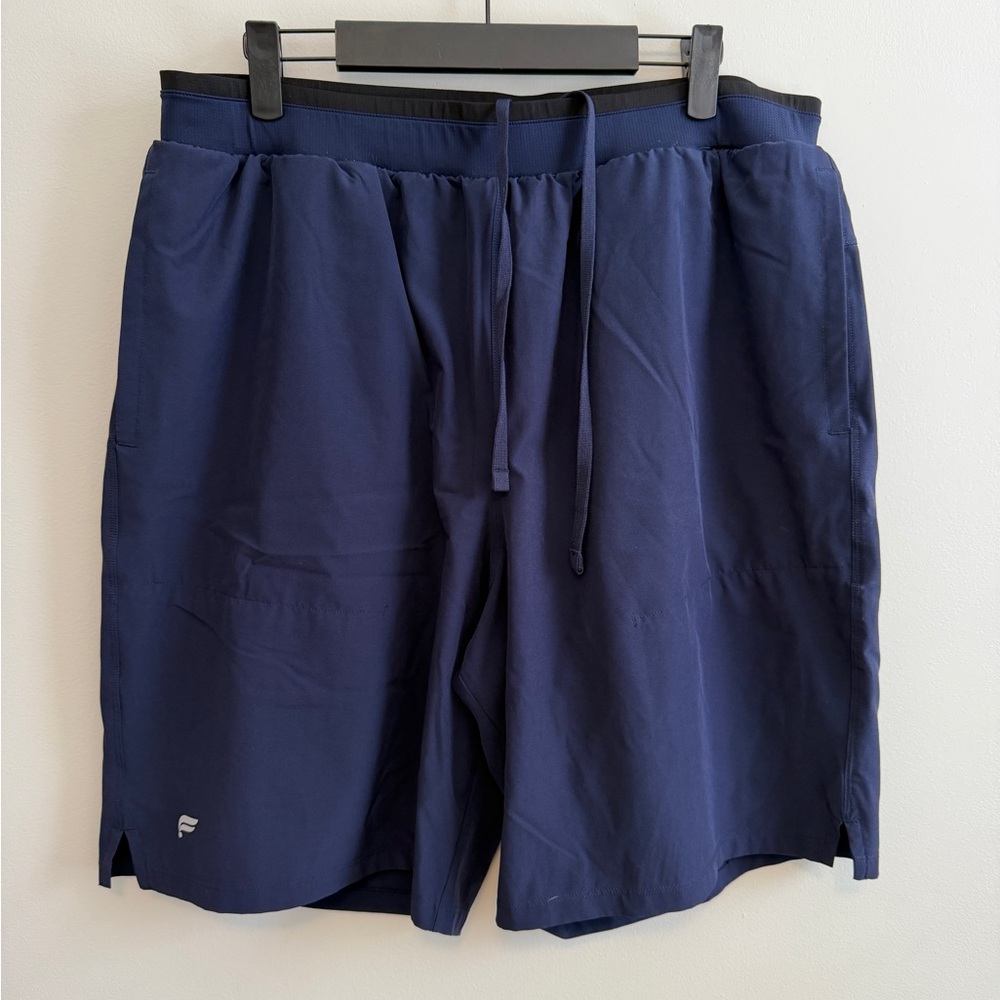 Fabletics Men’s Athletic Shorts XL Navy Drawstring Workout Gym Performance Lined
